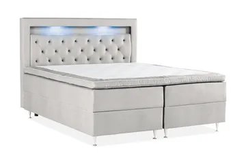 Alessia Komplett Sängpaket med Förvaring LED-belysning 180x200 cm - Grå / Ljusgrå - Products - Möbler - Säng - Säng med förvaring