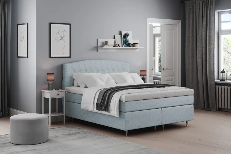 Belda Kontinentalsäng 180x200Fast/Medium - Ljusblå - Products - Möbler - Säng - Kontinentalsäng