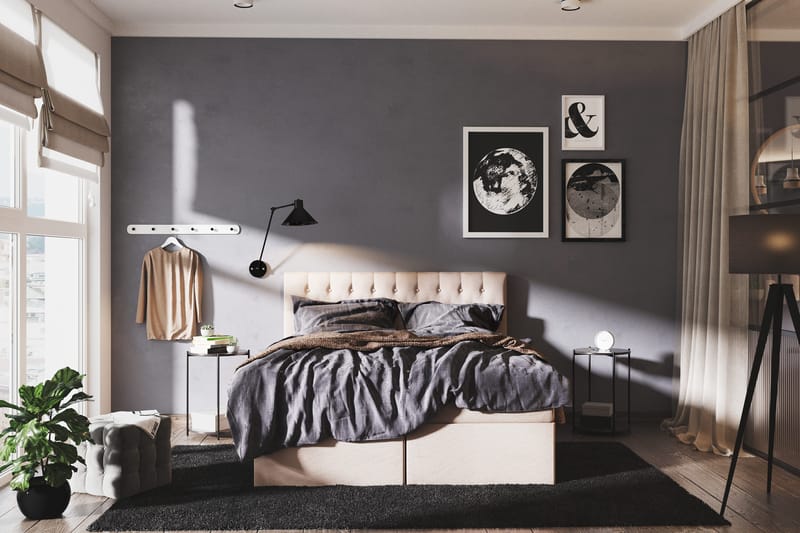 Boxy Box Bed 160x200 cm - Beige - Products - Möbler - Säng - Säng med förvaring
