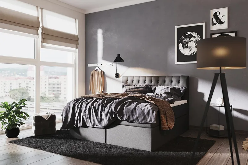 Boxy Box Bed 160x200 cm - Svart/Grå - Products - Möbler - Säng - Säng med förvaring