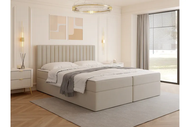 Calrosor Sängpaket Kontinentalsäng med Förvaring 140x200 cm - Beige - Products - Möbler - Säng - Komplett sängpaket