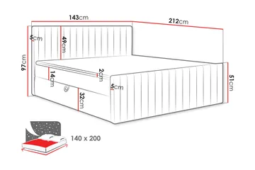Calrosor Sängpaket Kontinentalsäng med Förvaring 140x200 cm - Blå - Products - Möbler - Säng - Komplett sängpaket