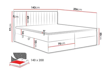 Calrosor Sängpaket Kontinentalsäng med Förvaring 140x200 cm - Rosa - Products - Möbler - Säng - Komplett sängpaket