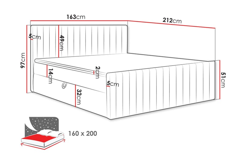 Calrosor Sängpaket Kontinentalsäng med Förvaring 160x200 cm - Blå - Products - Möbler - Säng - Komplett sängpaket
