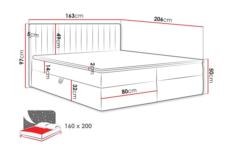 Calrosor Sängpaket Kontinentalsäng med Förvaring 160x200 cm - Rosa - Products - Möbler - Säng - Komplett sängpaket