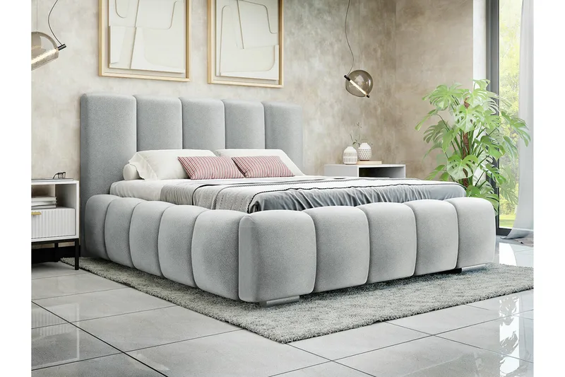 Cleaton Bubblig Sängram 140x200 cm - Grå / Ljus - Products - Möbler - Säng - Säng med förvaring