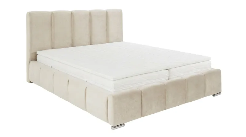 Cleaton Sängram 180x200 cm med Förvaring HVILA Skummadrass och Bäddmadrass i Polysterskum med Tvättbar klädsel - Grå/Vit - Products - Möbler - Säng - Komplett sängpaket