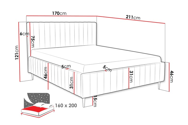 Desio Förvaringssäng 160x200 cm - Rosa - Products - Möbler - Säng - Säng med förvaring