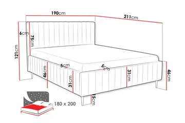 Desio Förvaringssäng 180x200 cm - Röd - Products - Möbler - Säng - Säng med förvaring