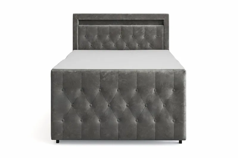 Franco Light Komplett Sängpaket med förvaring LED-belysning 120x200 cm - Grå - Products - Möbler - Säng - Säng med förvaring