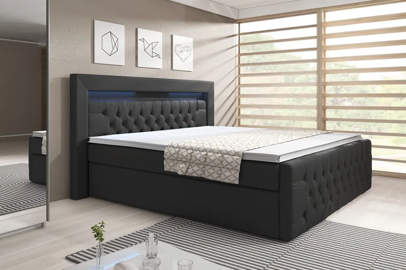 Franco Sängpaket med förvaring LED-belysning 160x200 cm - 160x200 Svart (+Fler val) - Products - Möbler - Säng - Säng med förvaring
