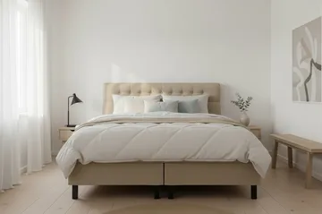 Hilton Komplett Sängpaket 160x200 cm Kontinentalsäng med diamant sänggavel - Beige - Products - Möbler - Säng - Kontinentalsäng