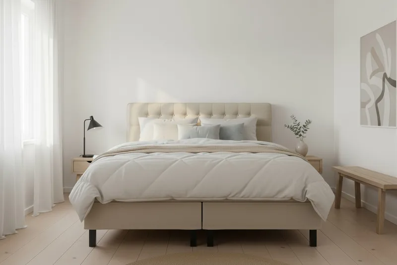Hilton Komplett Sängpaket 160x200 cm Kontinentalsäng med diamant sänggavel - Beige - Products - Möbler - Säng - Kontinentalsäng