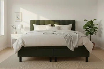 Hilton Komplett Sängpaket 160x200 cm Kontinentalsäng med rutad sänggavel - Grön - Products - Möbler - Säng - Kontinentalsäng
