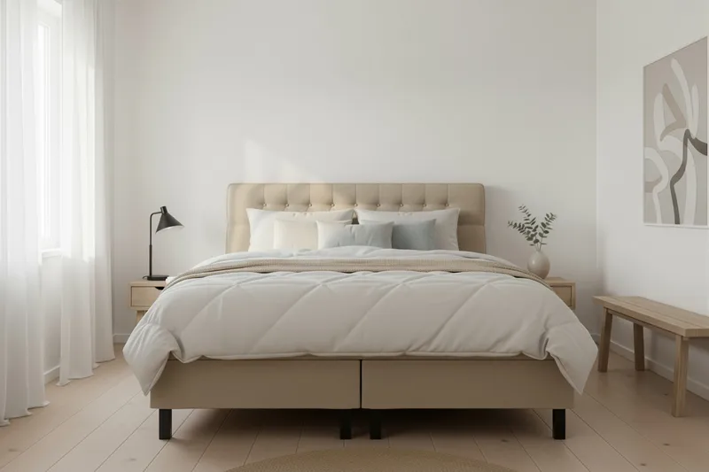 Hilton Komplett Sängpaket 180x200 cm Kontinentalsäng med diamant sänggavel - Beige - Products - Möbler - Säng - Kontinentalsäng