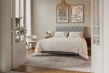 Hilton Lyx Komplett Sängpaket 160x200 cm Kontinentalsäng med knappad sänggavel - Grå - Products - Möbler - Säng - Kontinentalsäng