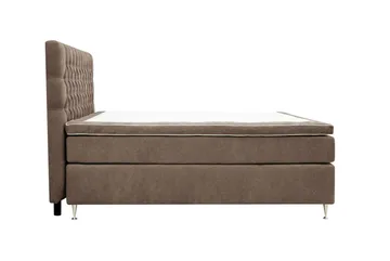 Hilton Lyx Komplett Sängpaket 160x200 cm Kontinentalsäng med knappad sänggavel i chenille - Mörkbrun - Products - Möbler - Säng - Kontinentalsäng