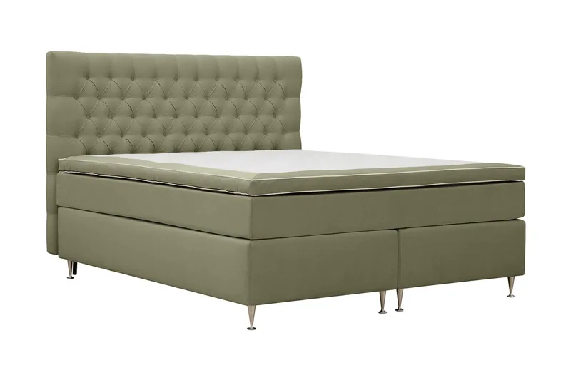 Hilton Lyx Komplett Sängpaket 160x200 cm Kontinentalsäng med knappad sänggavel i sammet - Olivgrön / Sammet - Products - Möbler - Säng - Kontinentalsäng