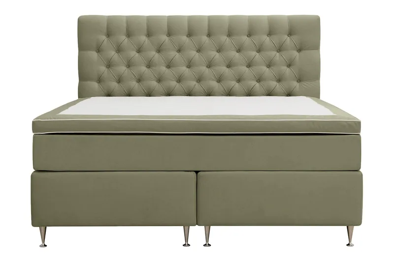 Hilton Lyx Komplett Sängpaket 160x200 cm Kontinentalsäng med knappad sänggavel i sammet - Olivgrön / Sammet - Products - Möbler - Säng - Kontinentalsäng