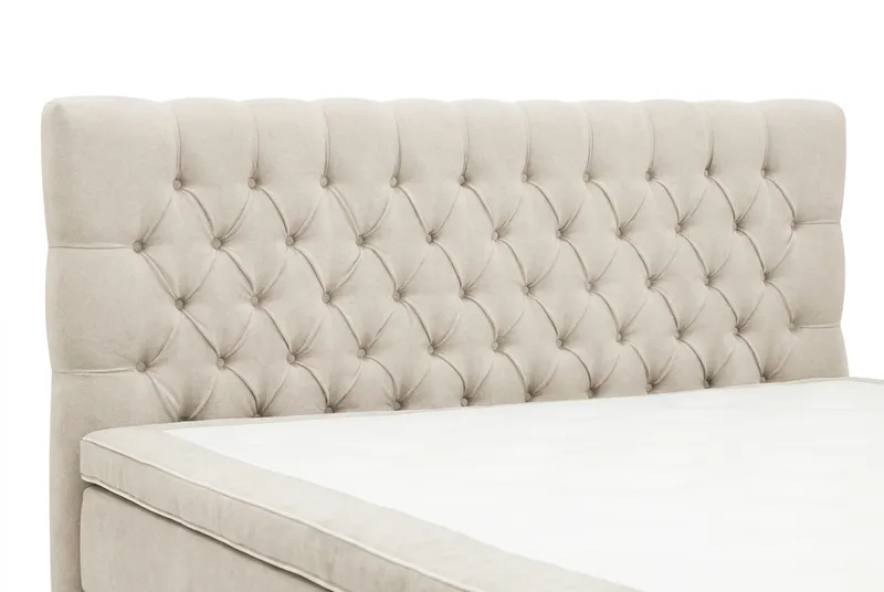 Hilton Lyx Komplett Sängpaket 180x200 cm Kontinentalsäng med knappad sänggavel i chenille - Beige - Products - Möbler - Säng - Kontinentalsäng