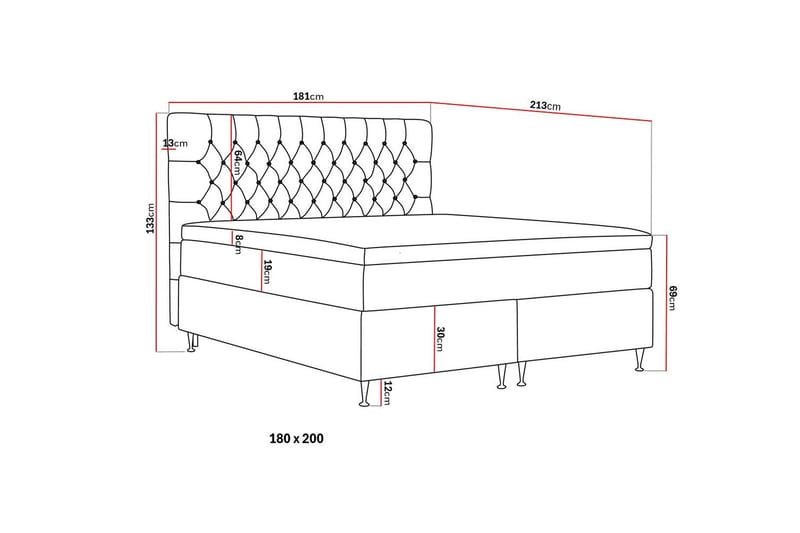 Hilton Lyx Kontinentalsäng 180x200 cm - Grå - Products - Möbler - Säng - Kontinentalsäng