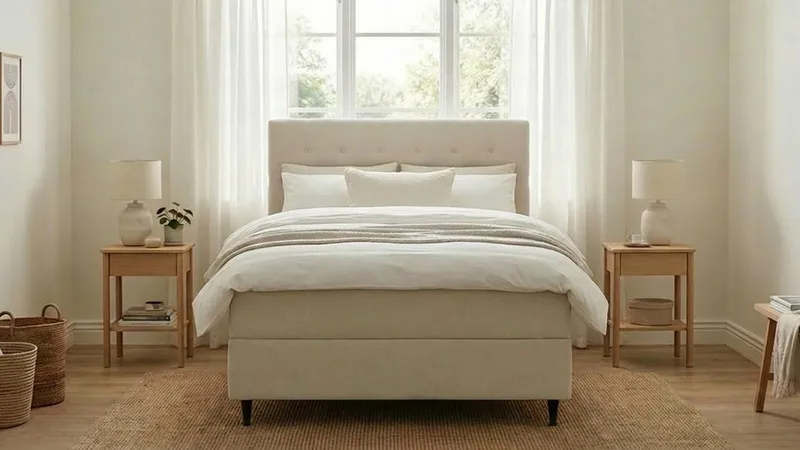 Hilton Plus Komplett Sängpaket med Förvaring 120x200 cm - Ljusbeige - Products - Möbler - Säng - Säng med förvaring