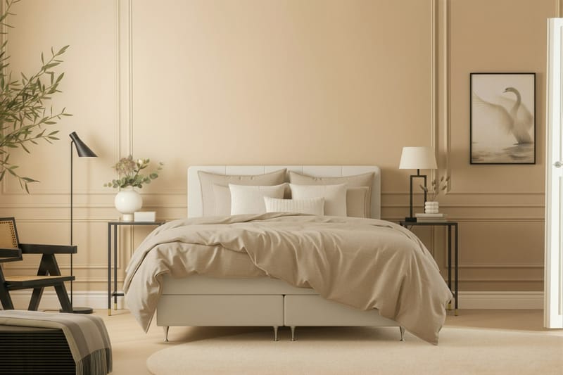 Hilton Premium Kontinentalsäng 160x200 cm - Ljusbeige Tyg - Products - Möbler - Säng - Kontinentalsäng