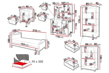Hilts Möbelset För Sovrum - Vit/Rosa - Products - Möbler - Säng - Möbelset för sovrum