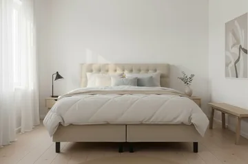 HVILA Classic Komplett Sängpaket 160x200 cm Kontinentalsäng med diamant sänggavel - Beige - Products - Möbler - Säng - Kontinentalsäng