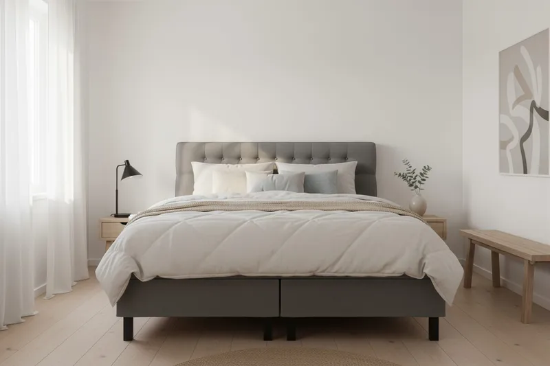 HVILA Classic Komplett Sängpaket 160x200 cm Kontinentalsäng med diamant sänggavel - Grå - Products - Möbler - Säng - Komplett sängpaket