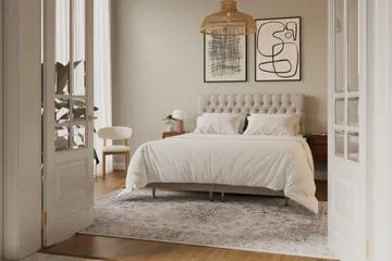 HVILA Lyx Komplett Sängpaket 160x200 cm Kontinentalsäng med knappad sänggavel - Beige - Products - Möbler - Säng - Komplett sängpaket