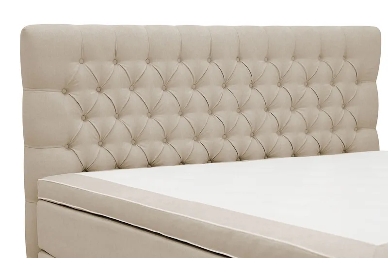 HVILA Lyx Komplett Sängpaket 160x200 cm Kontinentalsäng med knappad sänggavel - Beige - Products - Möbler - Säng - Komplett sängpaket
