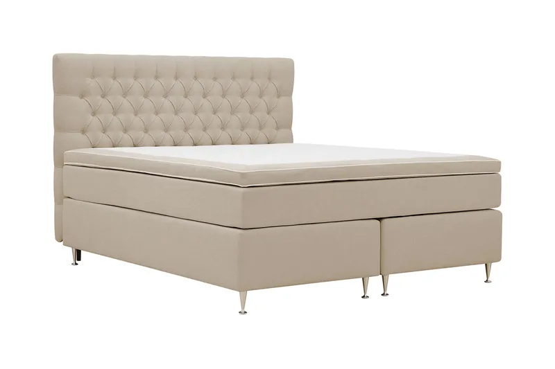 HVILA Lyx Komplett Sängpaket 160x200 cm Kontinentalsäng med knappad sänggavel - Beige - Products - Möbler - Säng - Komplett sängpaket