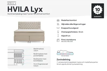 HVILA Lyx Komplett Sängpaket 180x200 cm Kontinentalsäng med knappad sänggavel - Grå - Products - Möbler - Säng - Kontinentalsäng