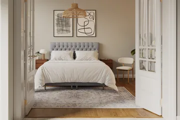 HVILA Lyx Komplett Sängpaket 180x200 cm Kontinentalsäng med knappad sänggavel - Grå - Products - Möbler - Säng - Kontinentalsäng