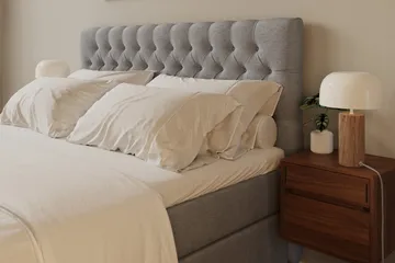 HVILA Lyx Komplett Sängpaket 180x200 cm Kontinentalsäng med knappad sänggavel - Grå - Products - Möbler - Säng - Kontinentalsäng