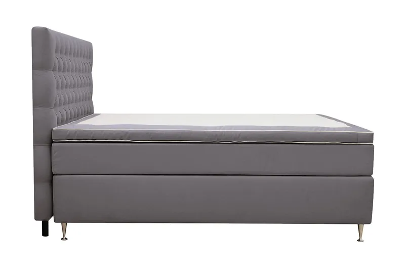 HVILA Lyx Komplett Sängpaket 180x200 cm Kontinentalsäng med knappad sänggavel i sammet - Grå - Products - Möbler - Säng - Komplett sängpaket