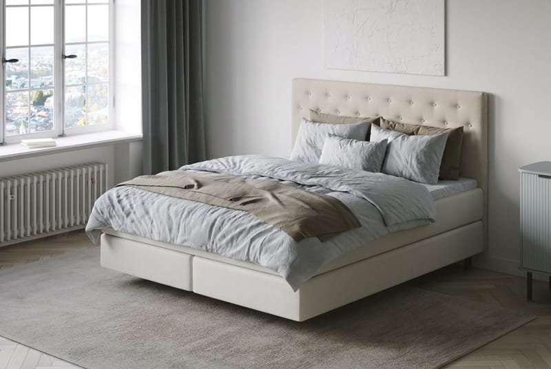 HVILA Premium Sängpaket Kontinentalsäng 180x200 cm med svävande effekt inkl. Bäddmadrass i Latex med Tvättbar klädsel - Medium/Fast - Products - Möbler - Säng - Komplett sängpaket