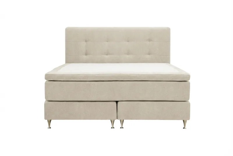 HVILA Premium Komplett Sängpaket 160x200 cm Kontinentalsäng med Sänggavel, Beige Tyg