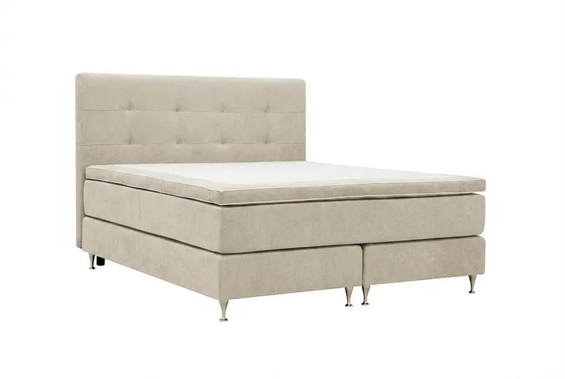 HVILA Premium Komplett Sängpaket 160x200 cm Kontinentalsäng med Sänggavel - Beige Tyg - Products - Möbler - Säng - Kontinentalsäng
