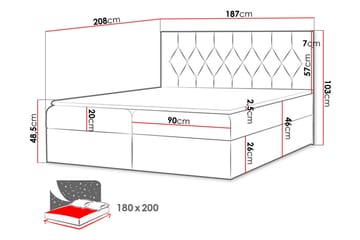 Jitendera Sängpaket Kontinentalsäng 180x200 cm med Förvaring - Gul - Products - Möbler - Säng - Komplett sängpaket