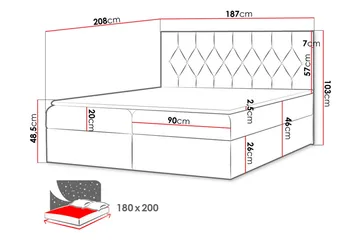 Jitendera Sängpaket Kontinentalsäng 180x200 cm med Förvaring - Röd - Products - Möbler - Säng - Komplett sängpaket