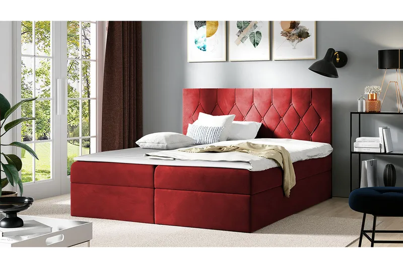 Jitendera Sängpaket Kontinentalsäng 180x200 cm med Förvaring - Röd - Products - Möbler - Säng - Komplett sängpaket