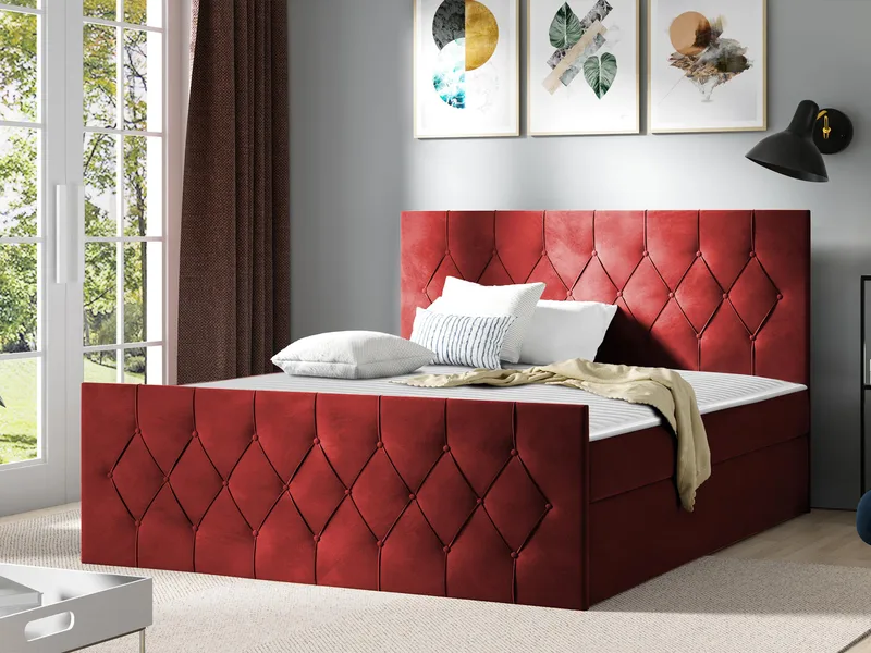 Jitendra Sängpaket Kontinentalsäng 140x200 cm med Förvaring - Röd - Products - Möbler - Säng - Komplett sängpaket