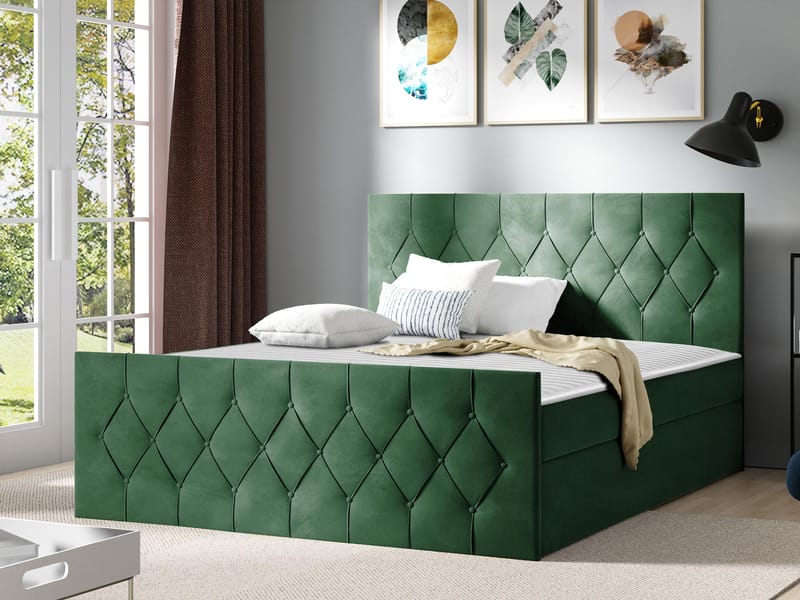 Jitendra Sängpaket Kontinentalsäng 160x200 cm med Förvaring - Grön - Products - Möbler - Säng - Komplett sängpaket