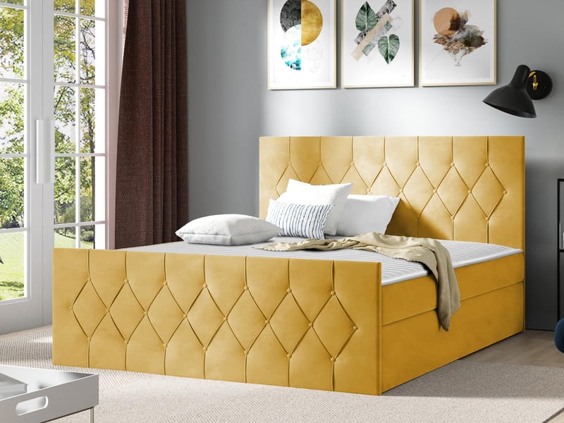 Jitendra Sängpaket Kontinentalsäng 160x200 cm med Förvaring - Gul - Products - Möbler - Säng - Komplett sängpaket