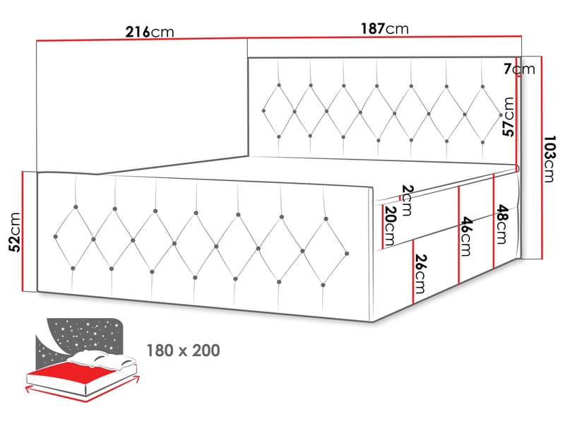 Jitendra Sängpaket Kontinentalsäng 180x200 cm med Förvaring - Beige - Products - Möbler - Säng - Komplett sängpaket