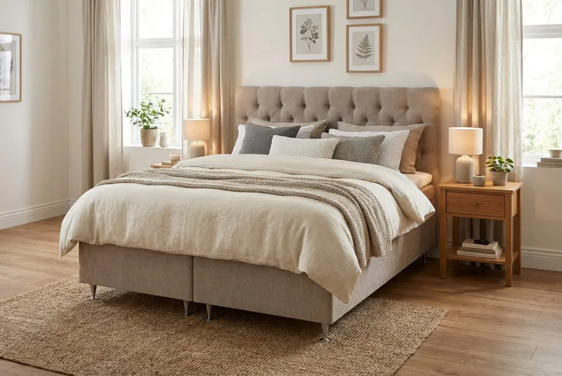 Joluma Kontinentalsäng Fast 180x200 cm - (+Fler val) 180x200 cm Beige - Products - Möbler - Säng - Komplett sängpaket