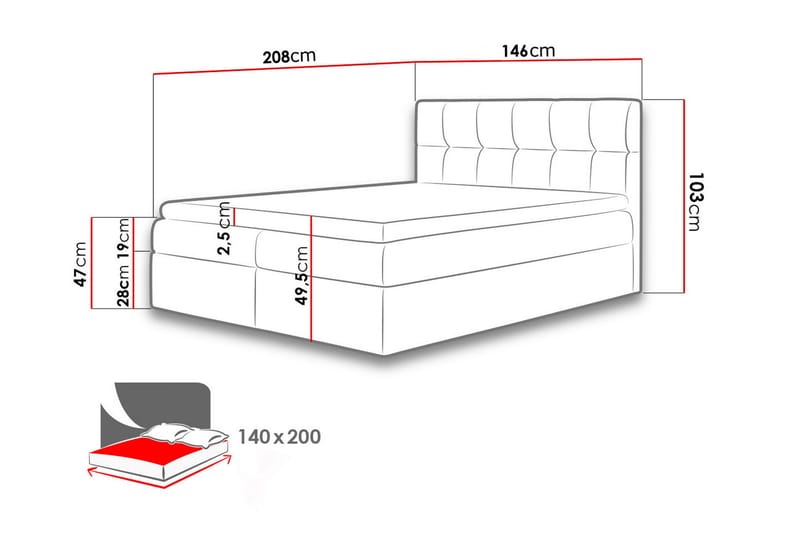 Kramvik Kontinentalsäng 140x200 - Grå - Products - Möbler - Säng - Säng med förvaring