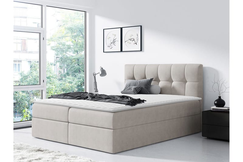 Kramvik Kontinentalsäng 160x200 cm - Beige - Products - Möbler - Säng - Säng med förvaring
